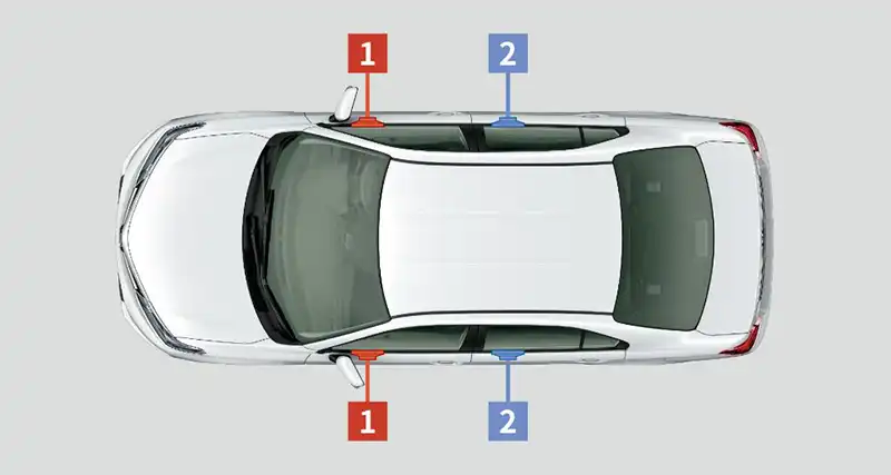 フロントドアに運転席、助手席両方に1つずつスピーカーが内蔵
