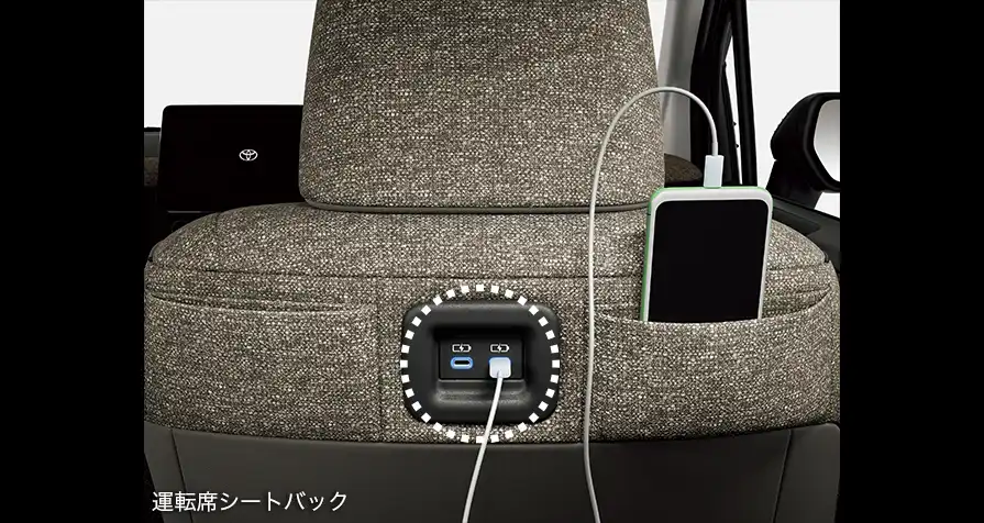 運転席背面に充電用のUSBポート